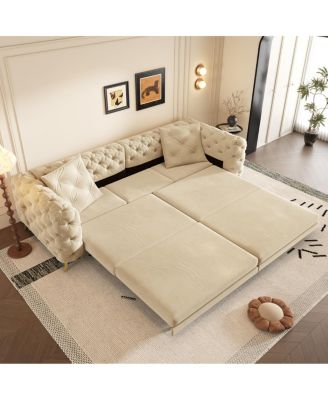 Apricot 3-in-1 Convertible Sleeper Sofa, 28.4" Deep Seat Pull Out Sofa Bed