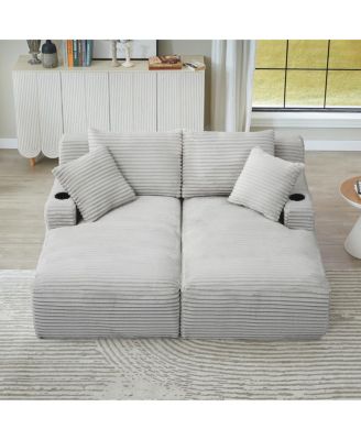 Streamdale Compressible double chaise lounge with cupholders - No Assembly Required