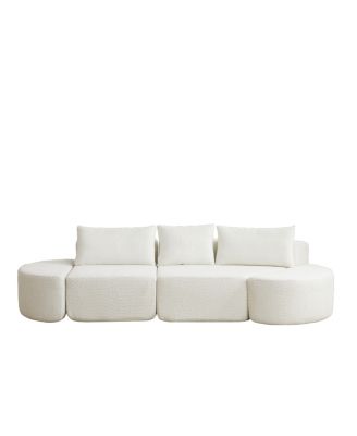 Streamdale Chenille V-shaped modular sofa set with 3 pillows & 2 ottomans