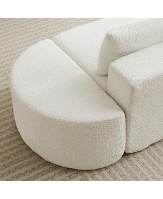 Modular chenille sofa set with 6 pillows, 4 footstools