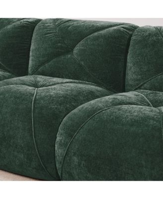  L-shaped Boneless Sofa, Soft Velvet, Tufted, 32D Sponge, No Assembly