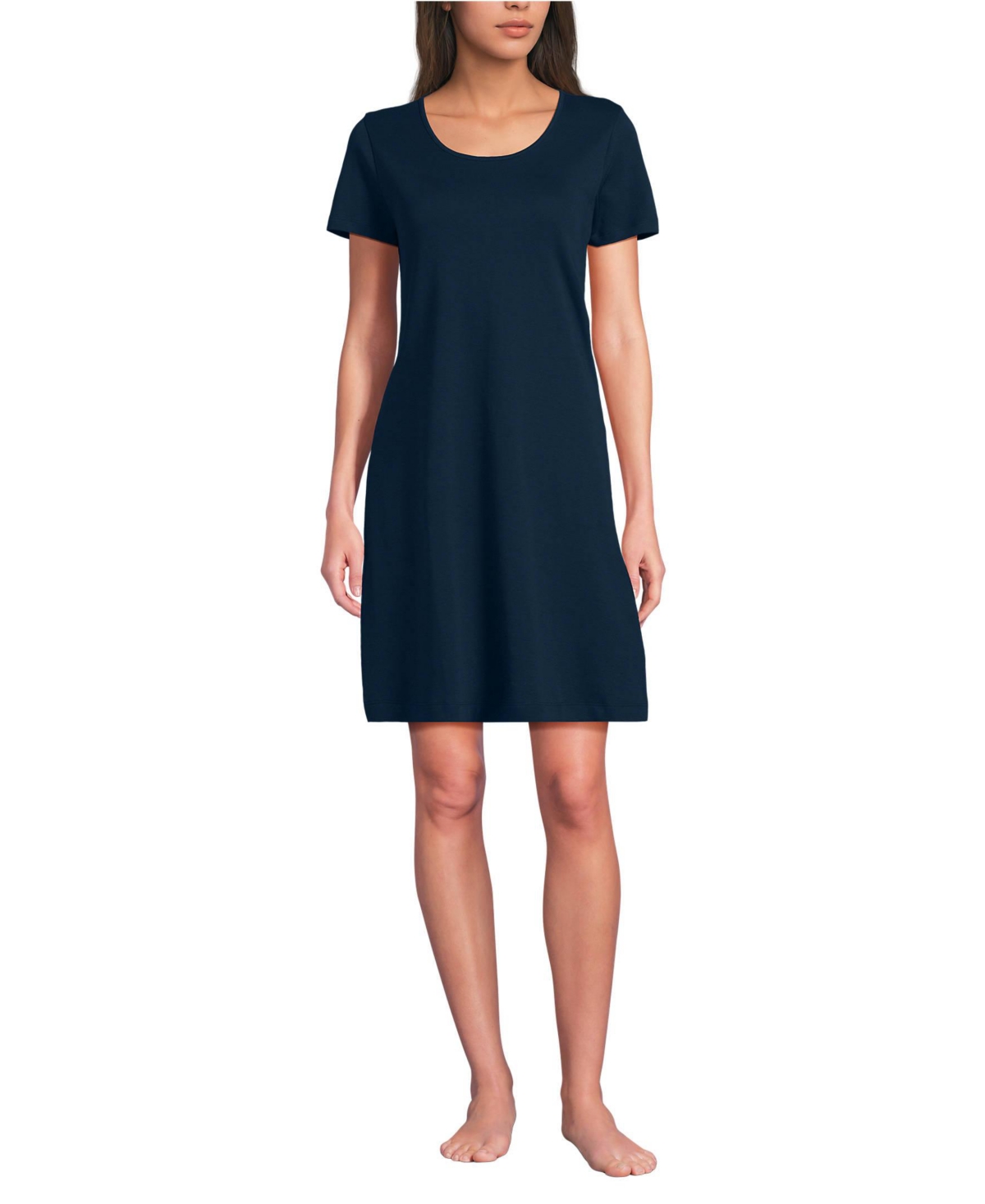 Lands' End Women's Cotton Short Sleeve Knee Length Nightgown