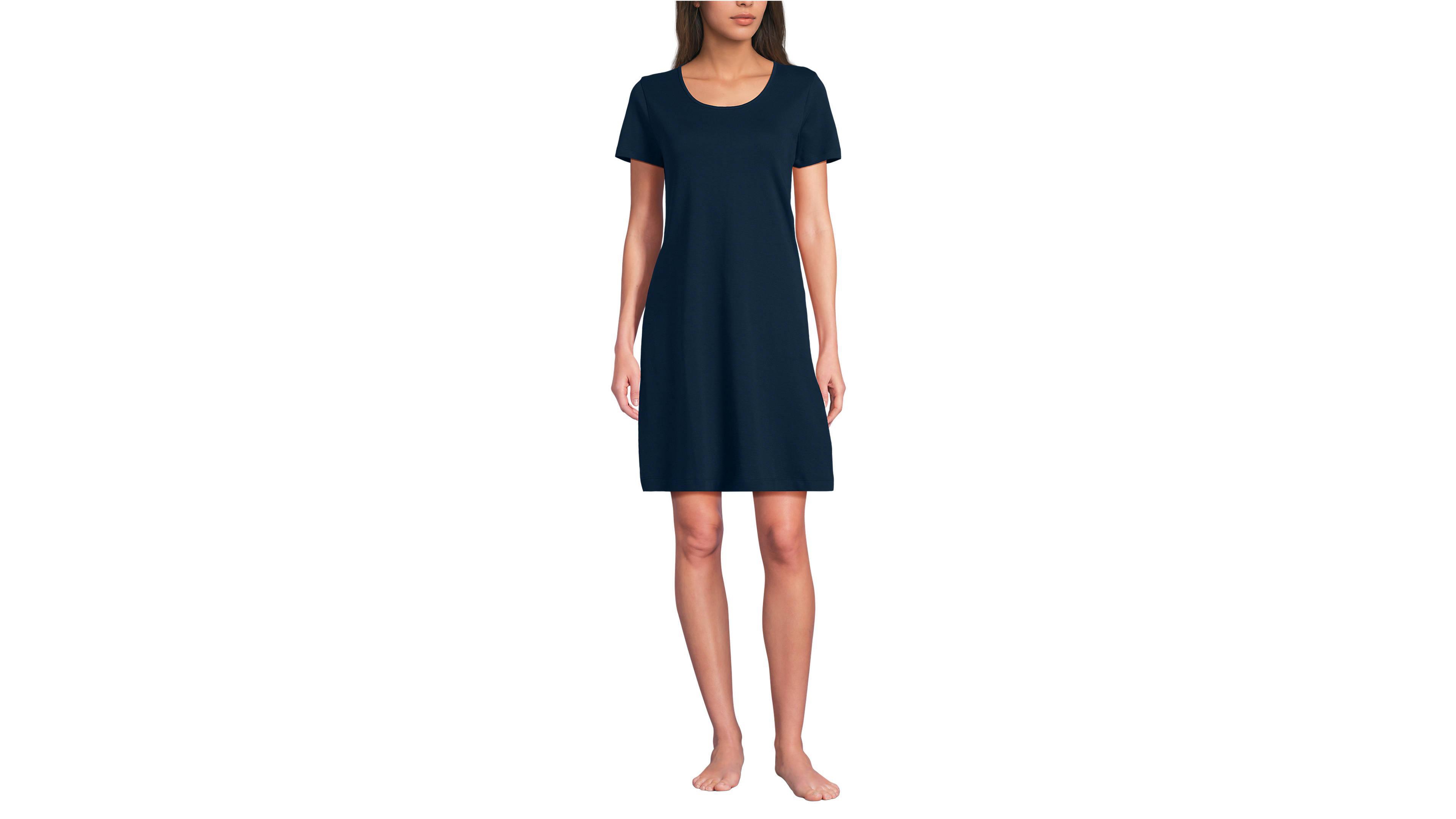 Lands' End Women's Cotton Short Sleeve Knee Length Nightgown