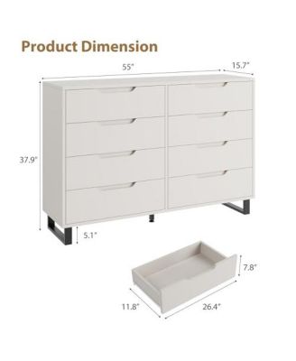 Dresser for Bedroom, Dresser, Freestanding Horizontal Drawer with Storage