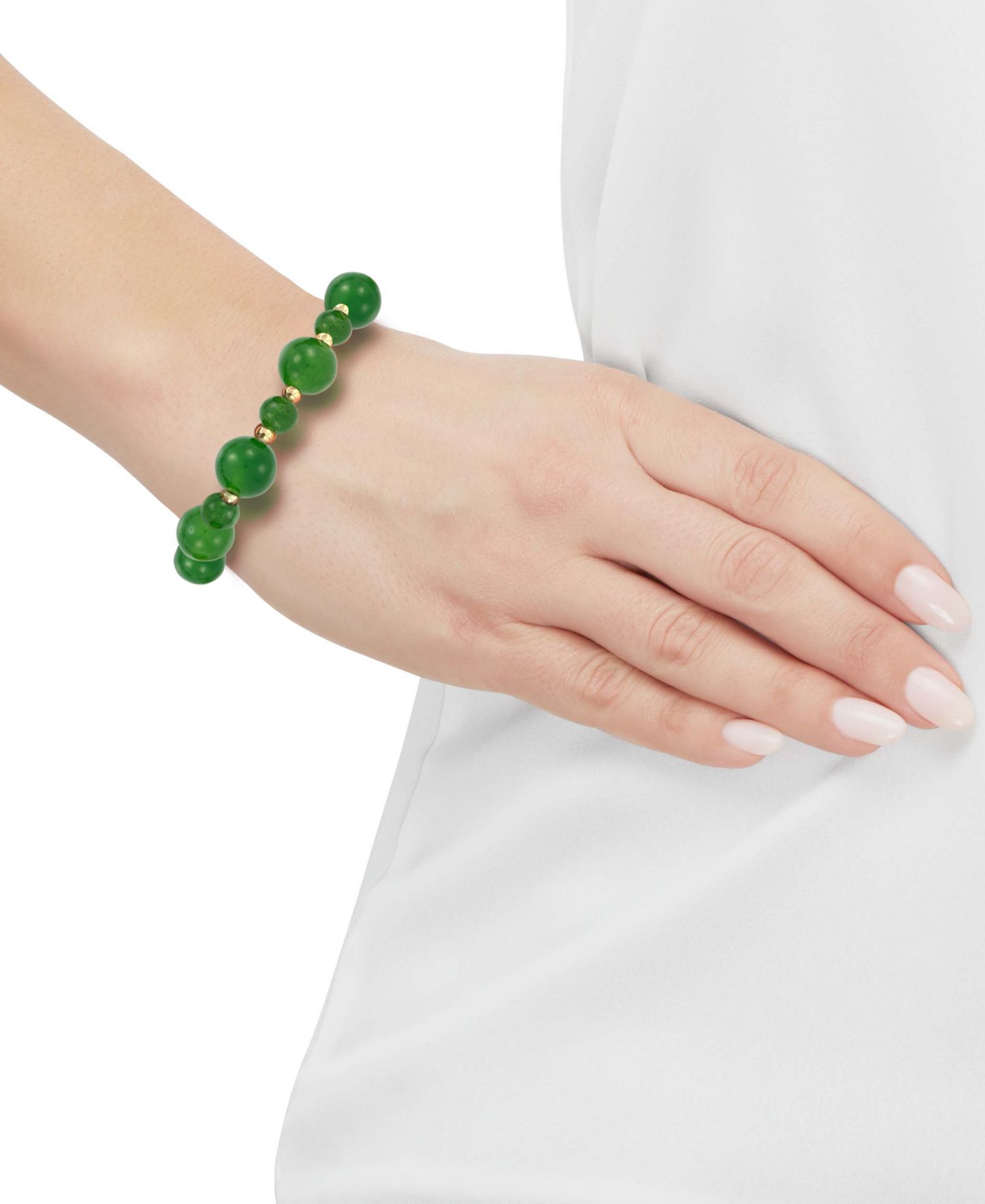 Onyx (10mm) Beaded Bracelet in 14k Yellow Gold Over Sterling Silver (Also available in Jade Bead)