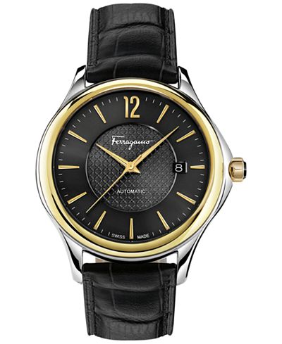 Ferragamo Men's Swiss Automatic Time Black Leather Strap Watch 41mm FFT02 0016