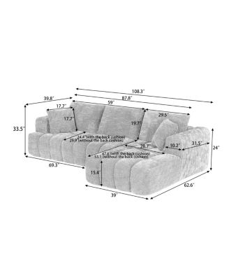 Chenille L-Shape Luxury Sectional Sofa, Minimalist Design, Comfy Sleeper Couch