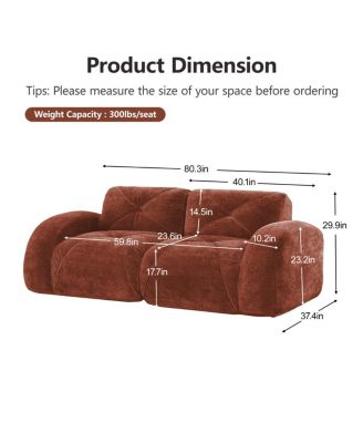 2-Seater Tufted Sofa, Soft Velvet, No Assembly