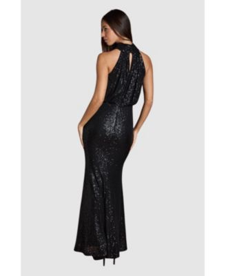 Women's Halterneck Sequin Bridesmaid Maxi Dress
