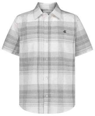 Boys' 8-20 Intricate Plaid Woven Short-Sleeve Shirt
