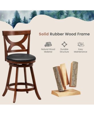 4pcs 24'' Bar Stools 360degree(s) Swivel Counter Height w/ PVC Leather Cushioned Seat