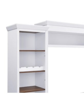 Farmhouse 4-Piece Entertainment Center with Bookshelf, Walnut TV Stand