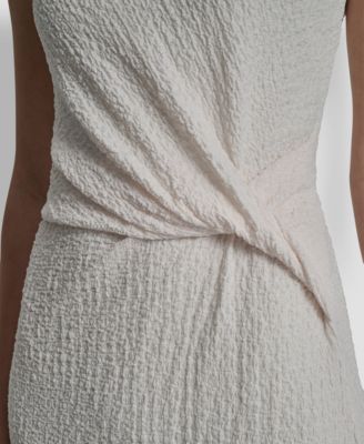 Women's Sleeveless Boat Neck Knot Midi Dress