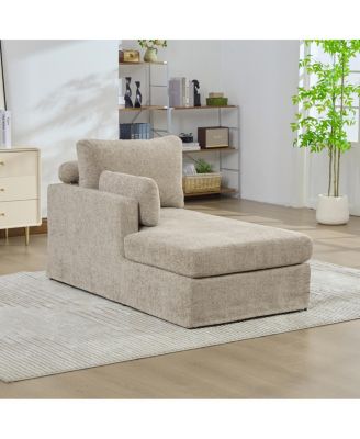 Streamdale Taupe Wide Modular Sofa Bed with Chenille Fabric and Metal Legs