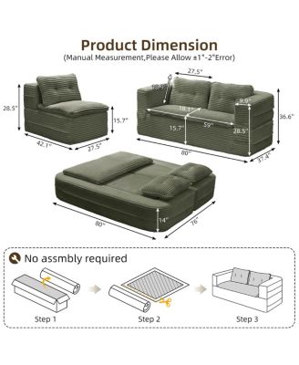 Streamdale Multi-Functional Sectional Sofa Bed with Independent Chaise Lounge