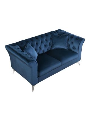  Chesterfield Stanford sofa, AZURE blue, tufted, scroll arm