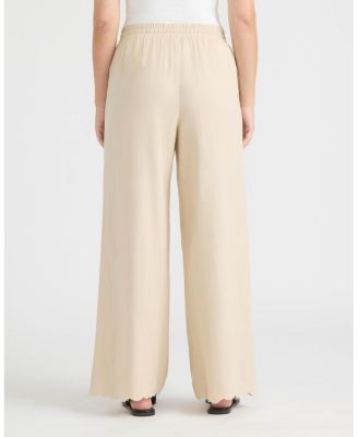 Women's Wide Leg Pant with Embroidered Hem