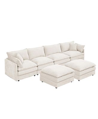 Modular Sectional Sofa, 130.7" U Shaped Couch Set, 4-Seater Comfy Cloud Couch