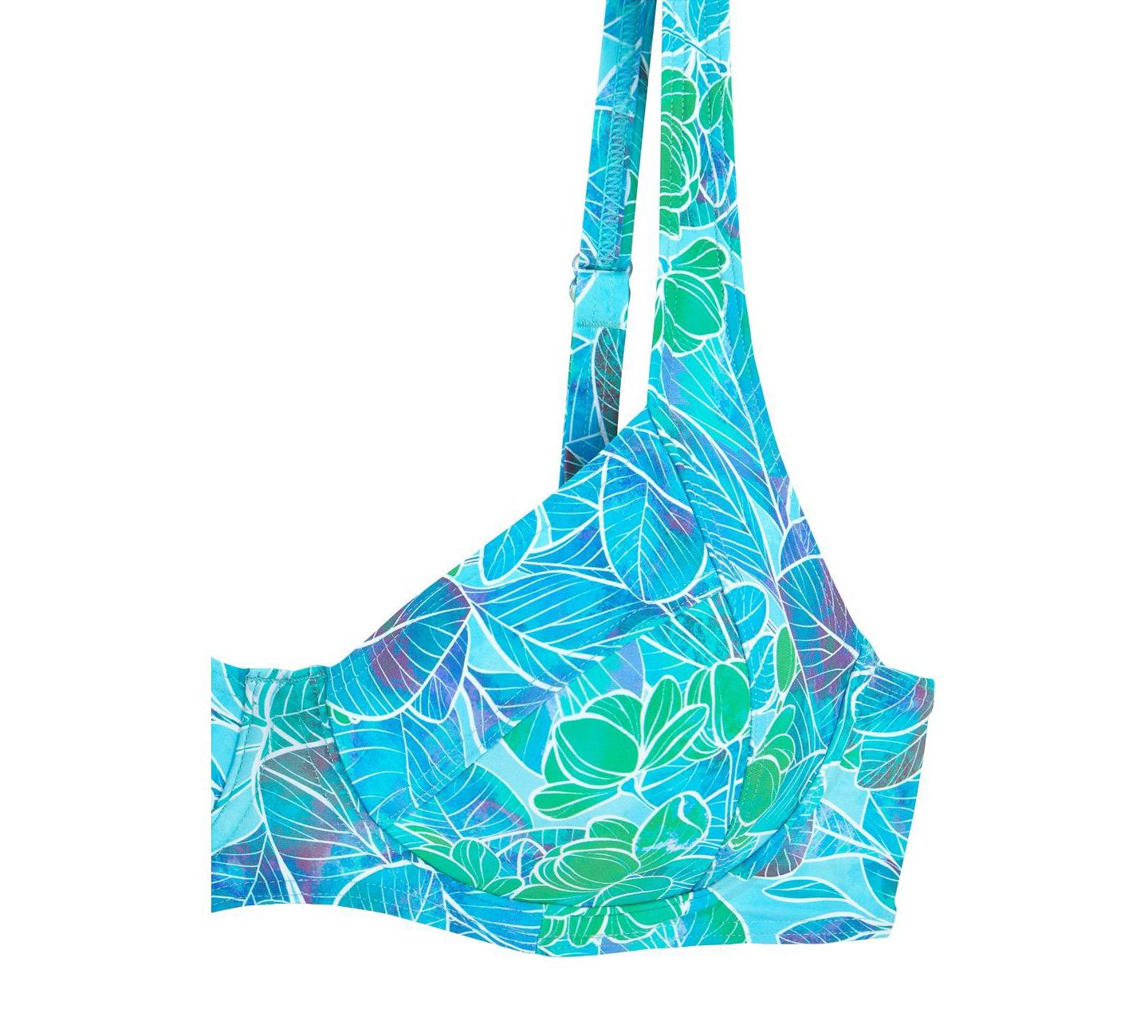 Верх бикини Tropical, на косточках, полное покрытие — LASCANA, цвет: Бирюзовый с принтом — фото 6