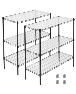 RAINSKEN 3 Tier Metal Shelving Unit Set of 2, Adjustable Storage Rack ...