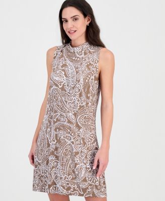 Women's Mock-Neck Sleeveless A-Line Dress