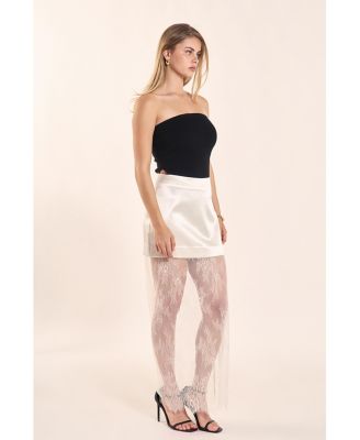 Women's Satin Velvet Maxi Lace Skirt