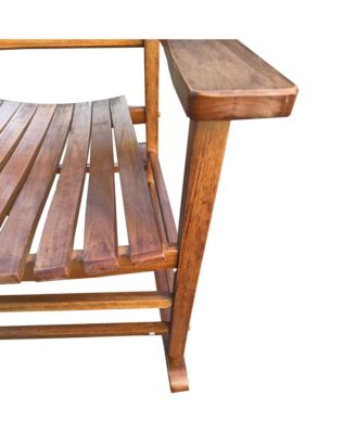 Solid Hardwood Rocking Chair for Balcony Porch Wide Seat Armrest Capacity