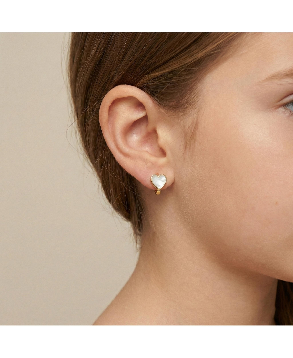 GiGiGirl Adorable Kids 14k Gold Plated Mother of Pearl Heart Earrings