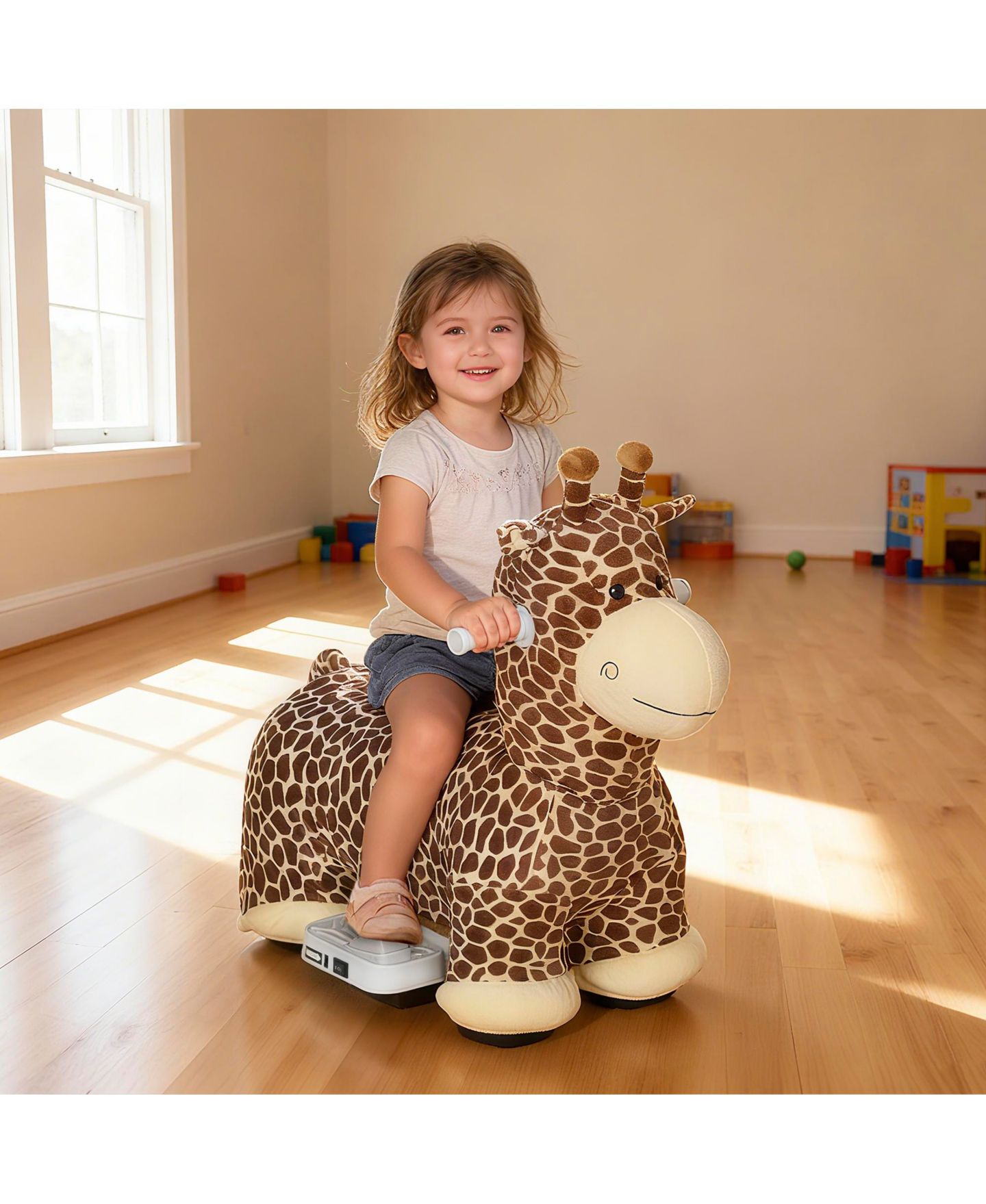 Детская игрушка Qaba 6V Kids Ride On Horse Electric Music Giraffe Ride-On, 55 lbs., Ages 1.5-5 Years, цвет: Коричневый — фото 9