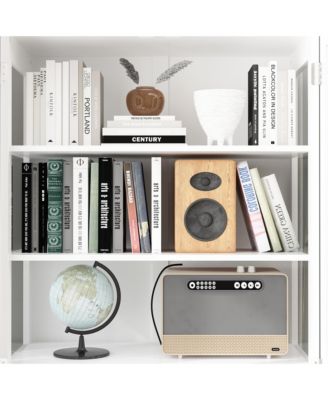 6-Shelf Standard Bookcase Bookshelf with 2-Glass Door