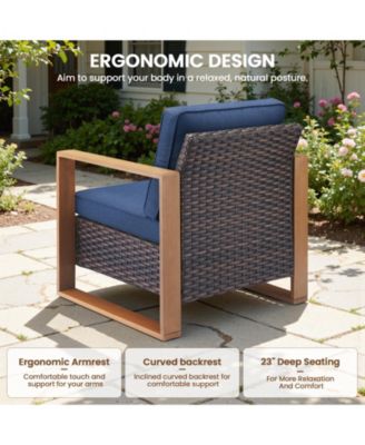 5 Pieces Outdoor Furniture-High Back Outdoor Wicker Couch Patio Chairs Set of 2 with Comfy Cushions Ottomans Patio Furniture Set