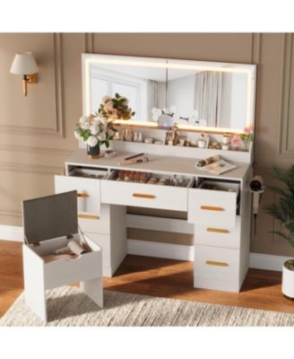 45.9" Makeup Vanity Desk with Large Lighted Mirror, Easy to Assemble