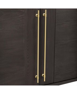 Taupe Wood Sideboard Cabinet with Adjustable Shelves & Gold Handles