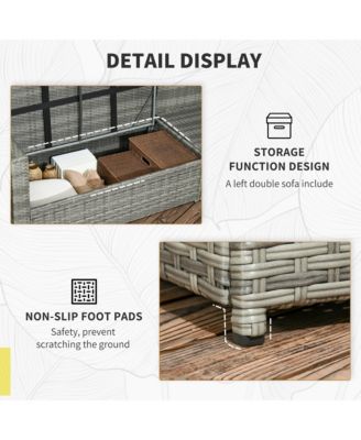 7 Piece Patio Furniture Set, Outdoor L-Shaped Sectional Sofa with 3 Loveseats, 3 Ottoman Chairs, Outside Conversation Set with Dining Table, Cushions, Storage, Mixed Gray