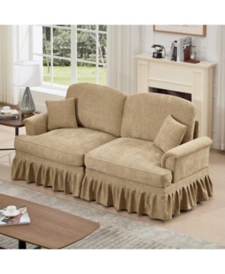 Streamdale Mid Century Chenille Loveseat Sofa with Flared Arms & Spindle Legs - Light Coffee