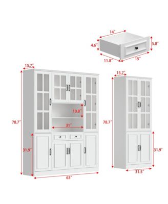 Modern Bookcase, Sideboard with 19-Tier Shelves and 2 Drawers