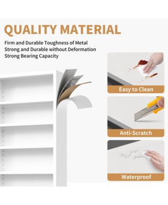 71" Industrial Metal Bookshelf - Freestanding Storage Bookcase with Adjustable Open Shelves and 2 Cabinet Door for Home Office