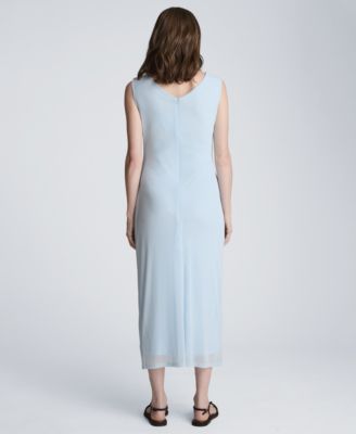 midi dress with draped detail Midi dress with a draped waist and loose sleeves :: LICHI