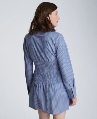 Women's Long-Sleeve Drop Shoulder Mini Shirt Dress