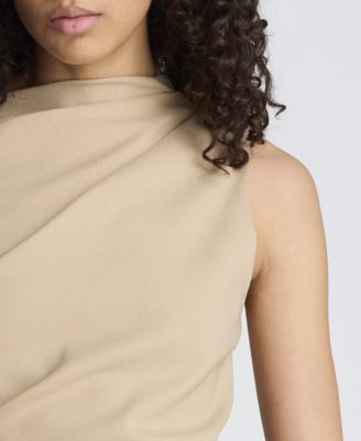 Women's Mock Neck Cascade Detail Mini Dress