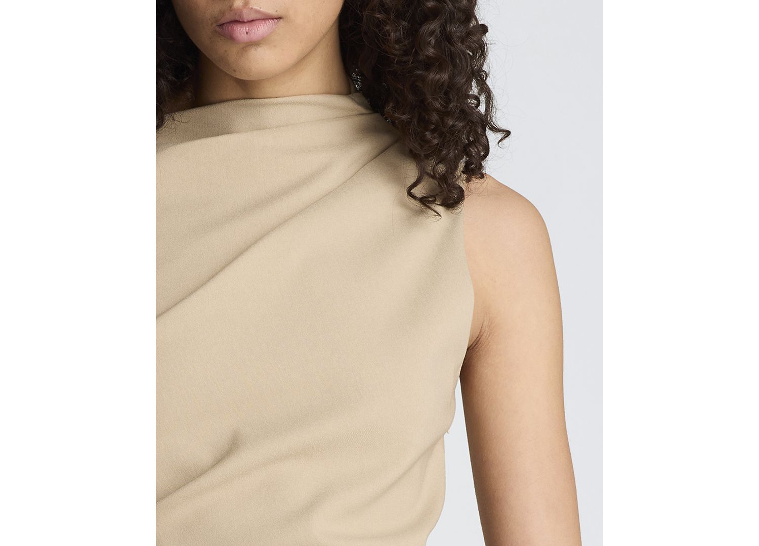 Women's Mock Neck Cascade Detail Mini Dress