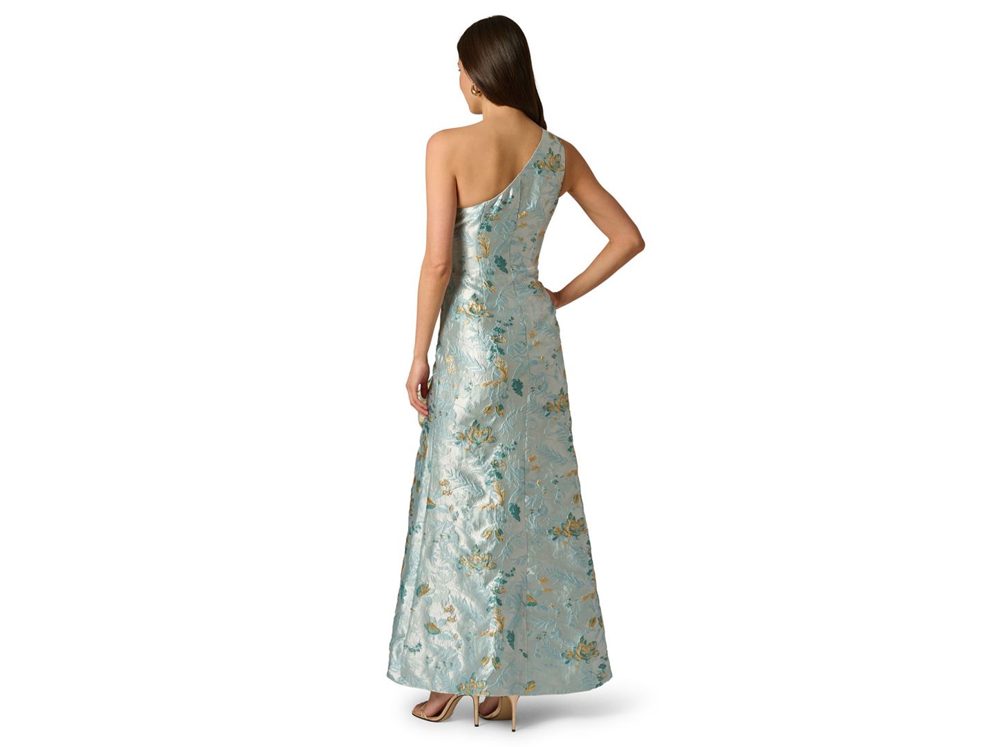 Женское платье Adrianna Papell Petite One-Shoulder Gown, цвет: Синий разноцветный — фото 4