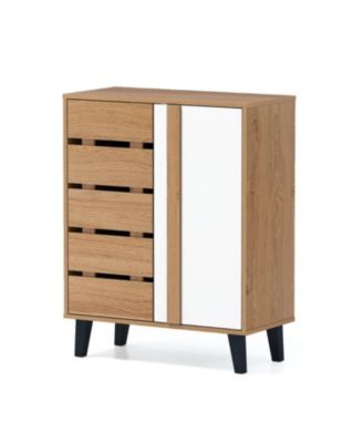 4-Tier Farmhouse Shoe Cabinet with Louvered Doors