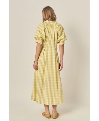 Women's Gingham Puff Sleeve Dress