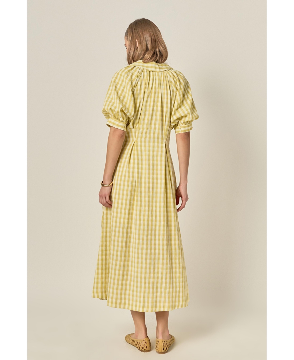 English Factory Women's Gingham Puff Sleeve Dress