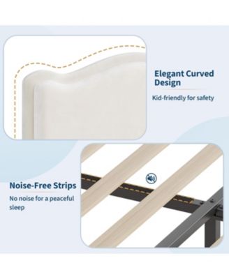 Twin Upholstered Platform Bed Frame Headboard Storage Drawer Velvet Princess Bed for Kids Wood Slats No Box Spring Easy Assembly