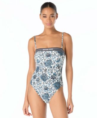MICHAEL Women's Bandeau Neck Printed One-Piece Swimsuit