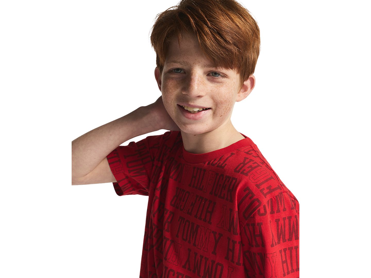 Футболка Tommy Hilfiger All Over Print Short-Sleeve для мальчиков, цвет: Шамбре синий — фото 6