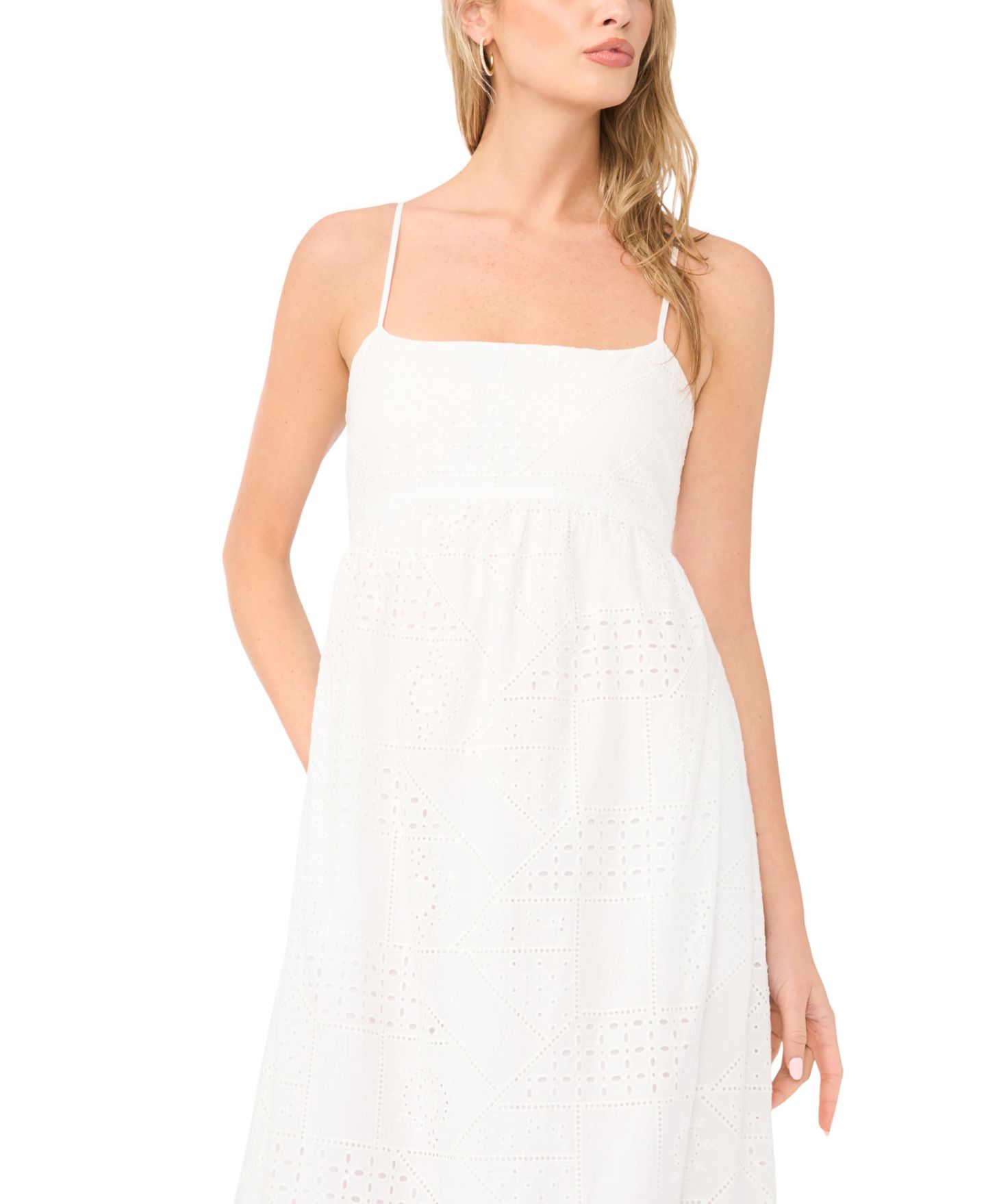 Женское платье 1.STATE Square Neck Eyelet Maxi, цвет: Белый — фото 2