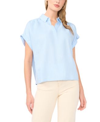 Women's Collared Neck Short-Sleeve Blouse